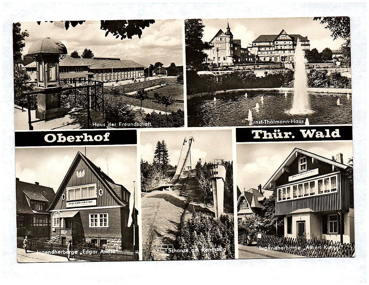 Ak Oberhof Schanze am Rennsteig Jugendherberge Albert Kayser Haus der Freundschaft DDR Thüringer Wald Ak Oberhof Schanze am Rennsteig Jugendherberge Albert Kayser Haus der Freundschaft DDR Thüringer Wald