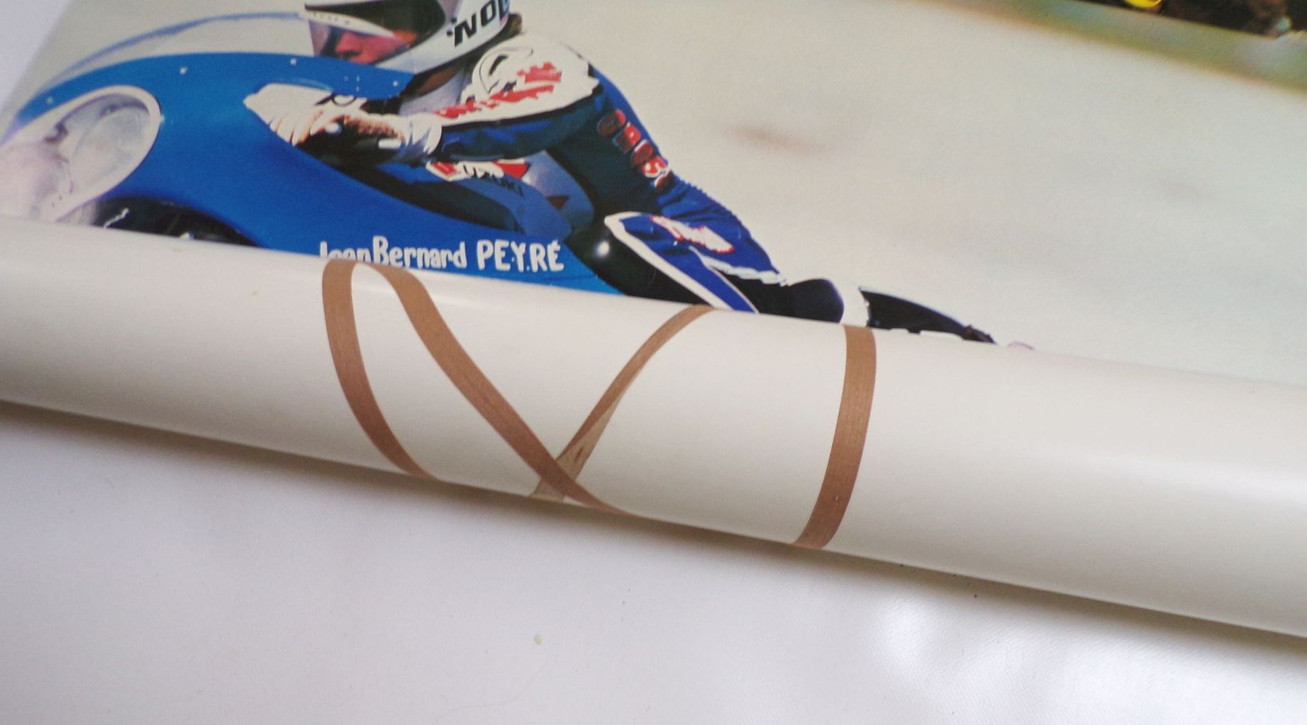 Altes Poster Jean Bernard Peyré Motorradrennen Suzuki Bol Dor Winner