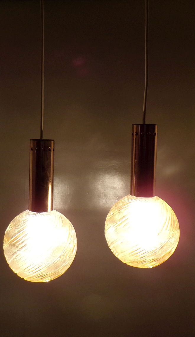 Alte Kugelleuchte Pendellampe E14 Art Deco Vintage 2er Leuchte