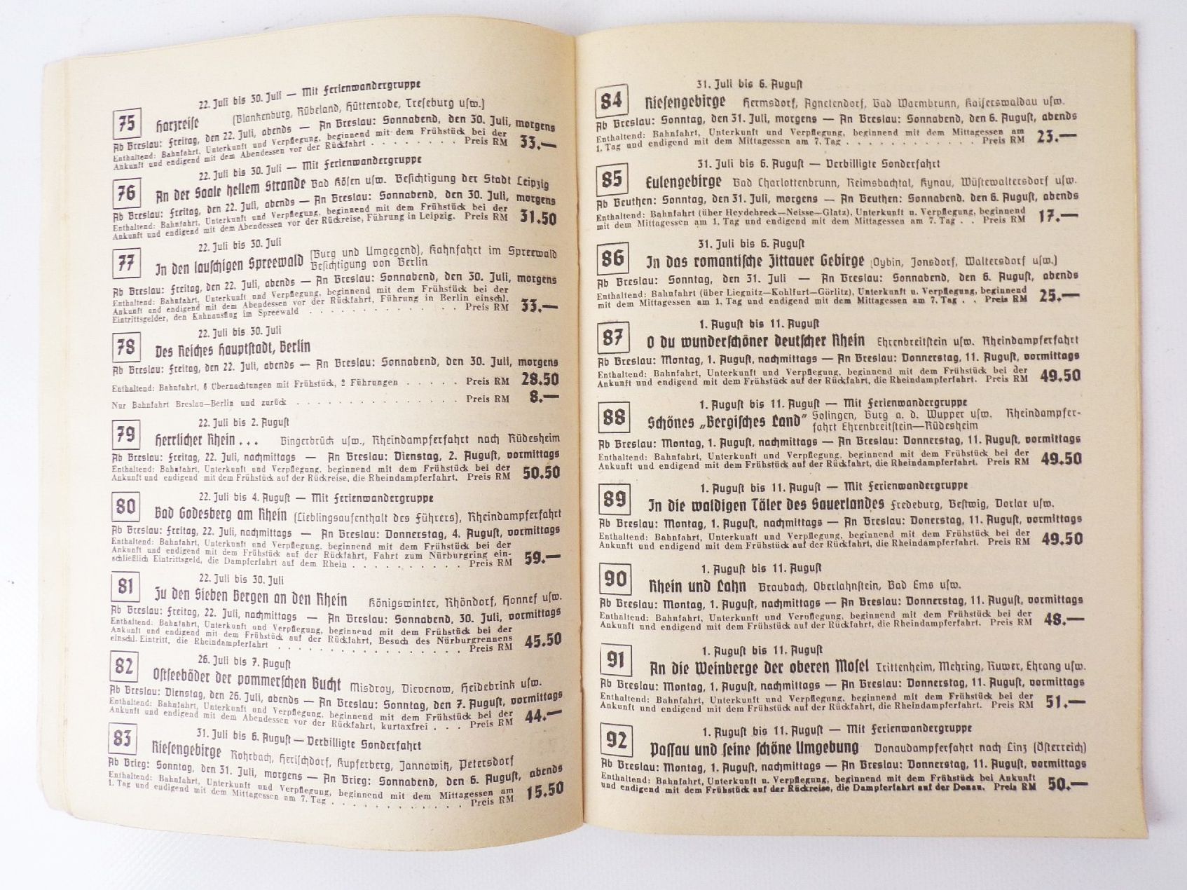 Deutsche Arbeitsfront Kraft durch Freude Reisen 1938 Katalog Gau Schlesien Deutsche Arbeitsfront Kraft durch Freude Reisen 1938 Katalog Gau Schlesien