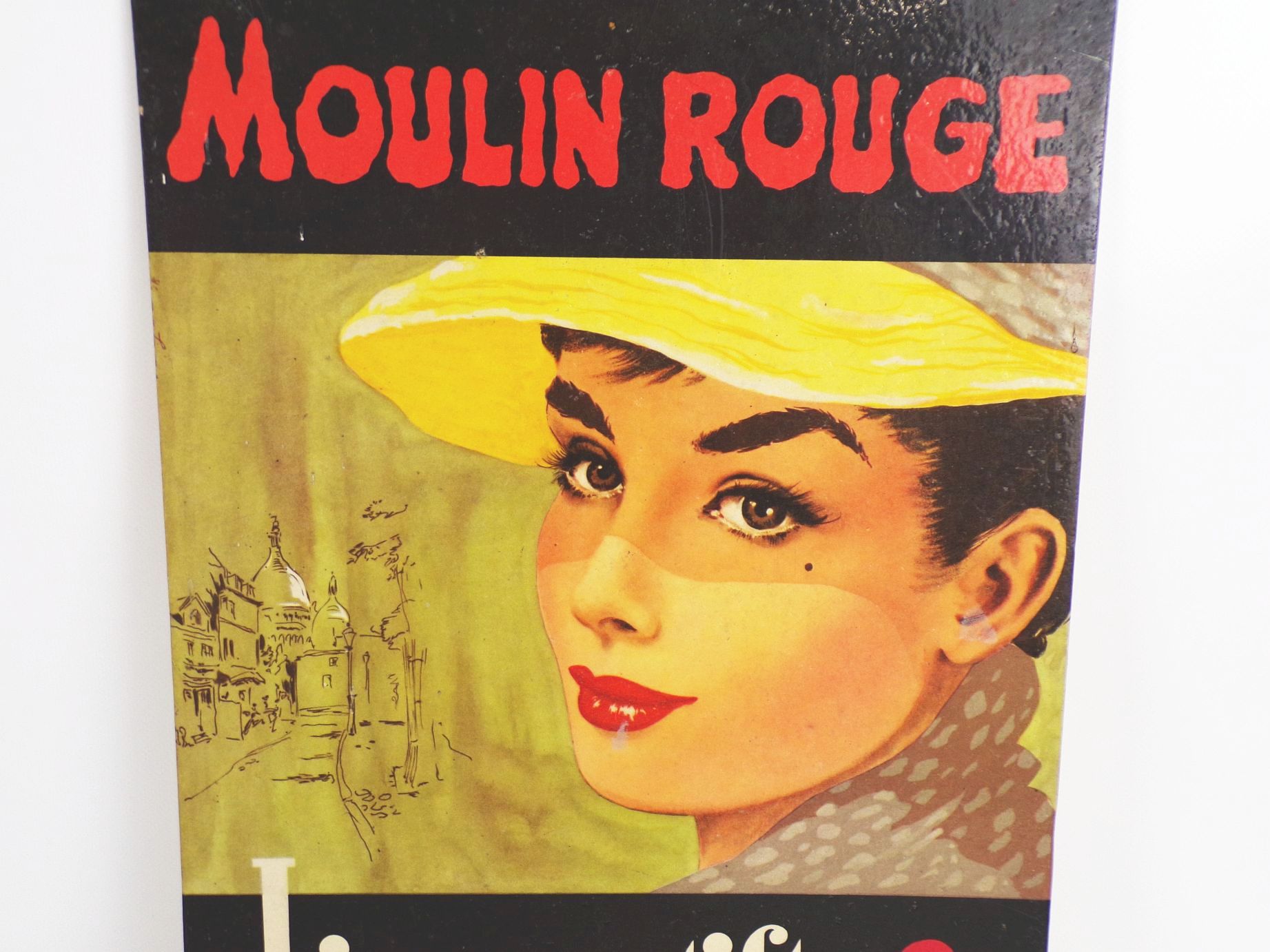 Alte Pappschild Moulin Rouge Lippenstifte Lanson Berlin DDR Werbung