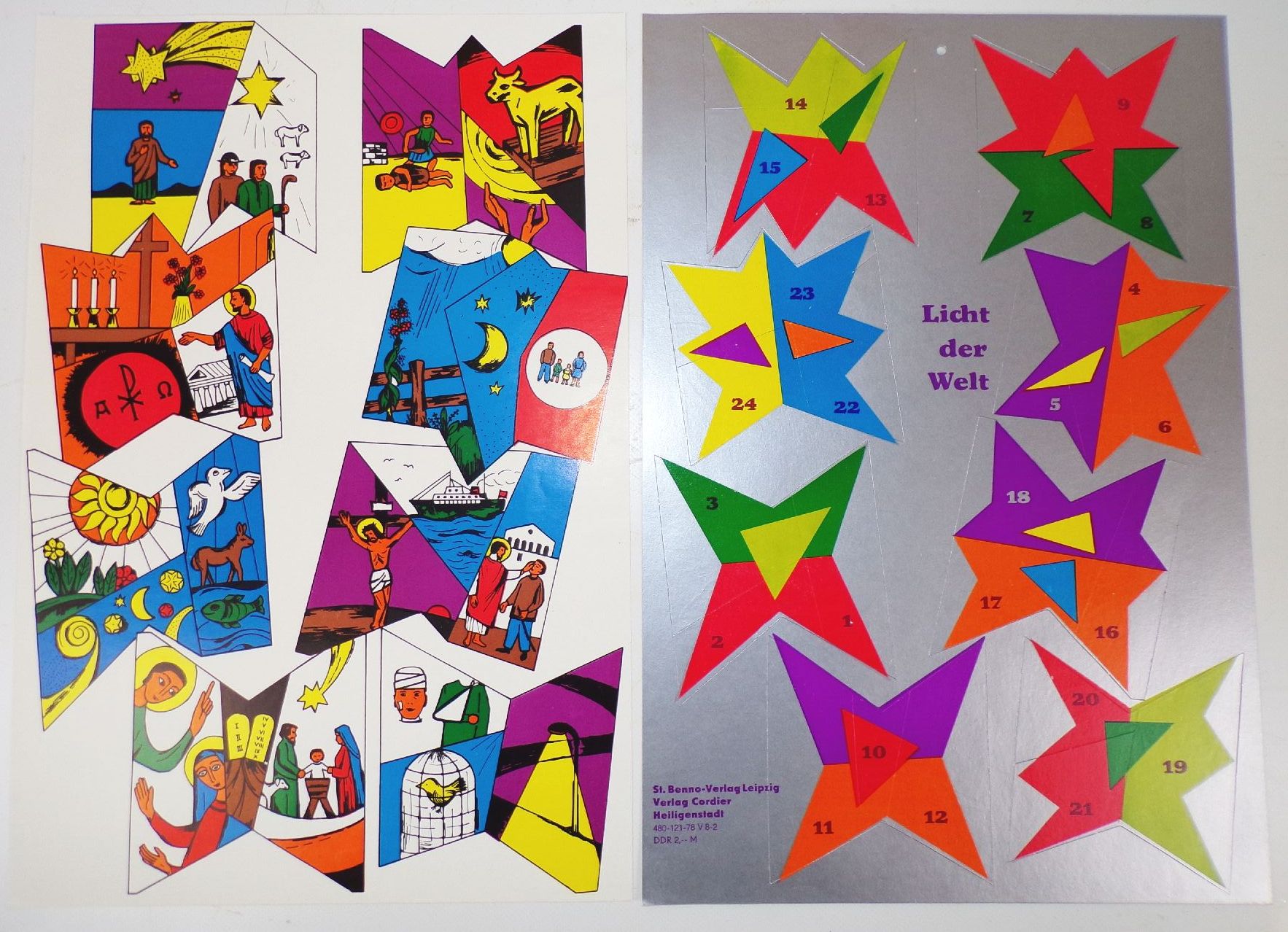 Alter Adventskalender St Benno Verlag Leipzig Bastelbögen 1978 DDR 