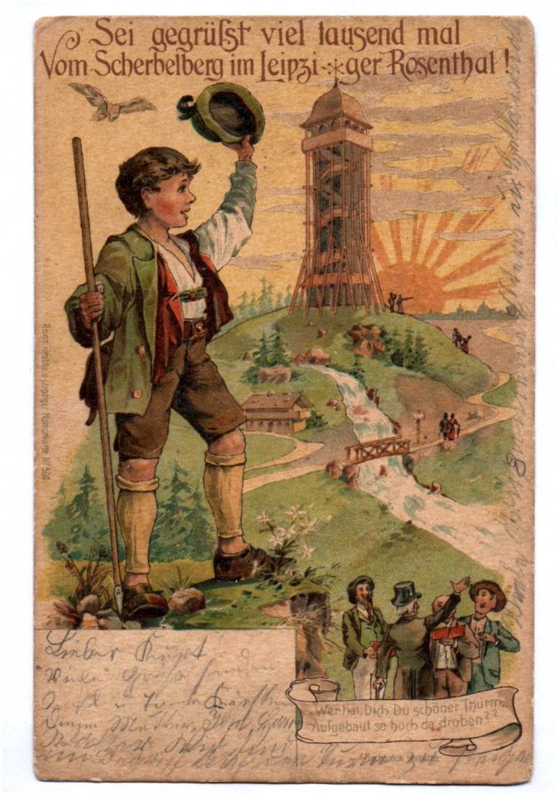 Litho Ak Leipzig Scherbelberg Wanderer Rosenthal 1904 Litho Ak Leipzig Scherbelberg Wanderer Rosenthal 1904
