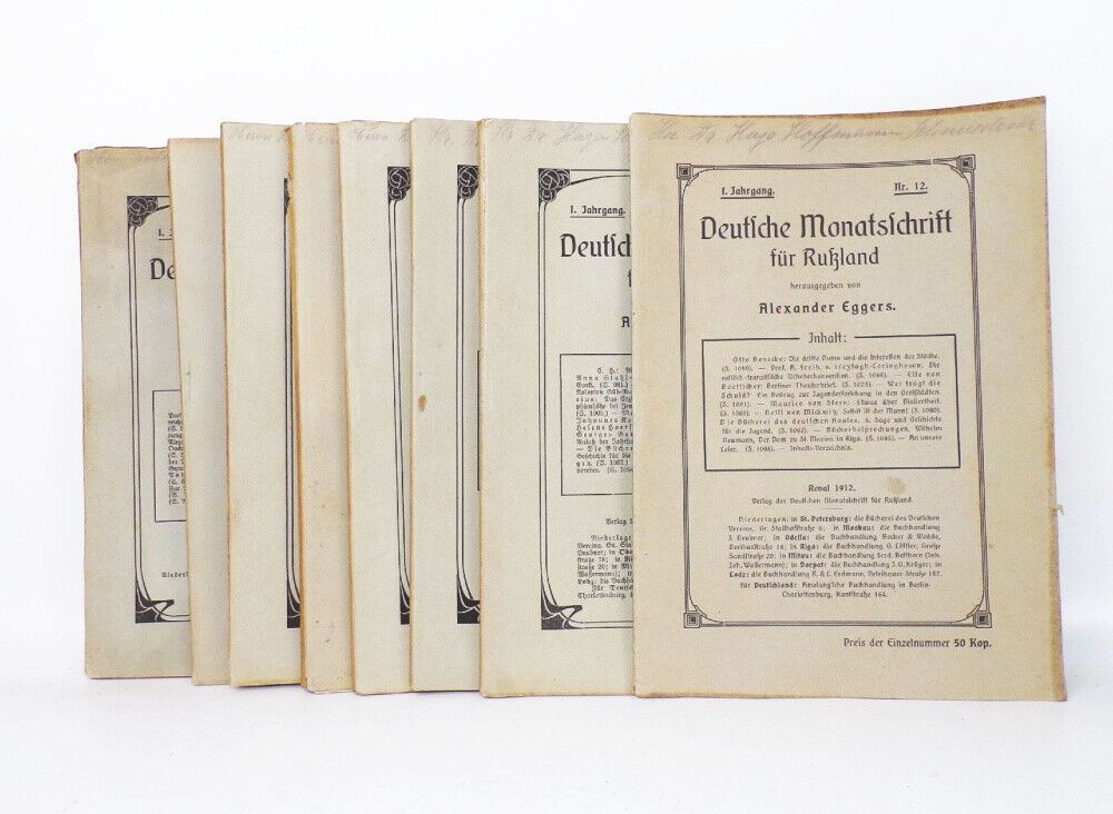 Deutsche Monatsschrift für Russland Alexander Eggers 1912 Reval 