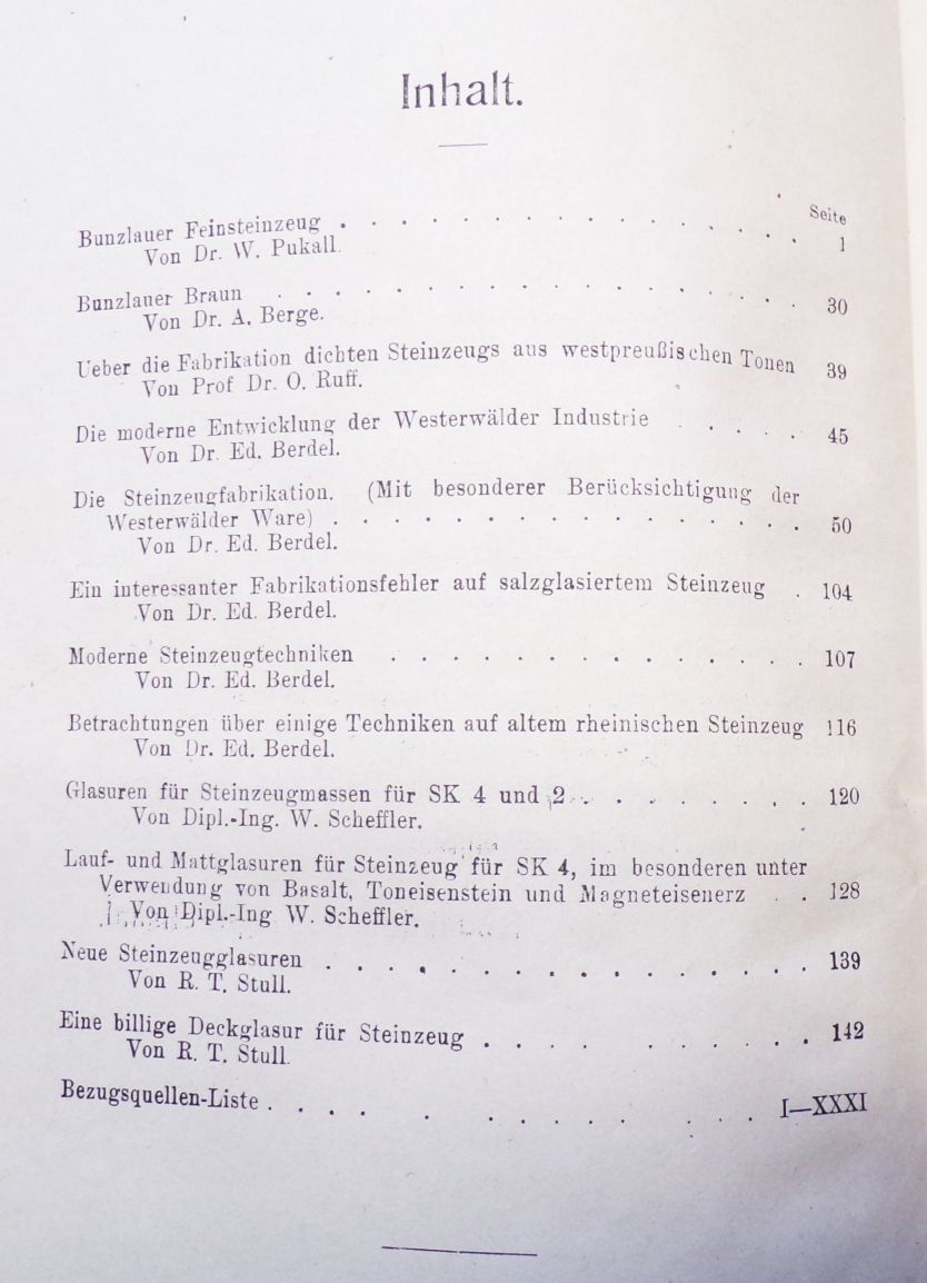 Abhandlung über Steinzeug Coburg 1920 Bunzlauer Keramik Westpreußischer Ton Abhandlung über Steinzeug Coburg 1920 Bunzlauer Keramik Westpreußischer Ton
