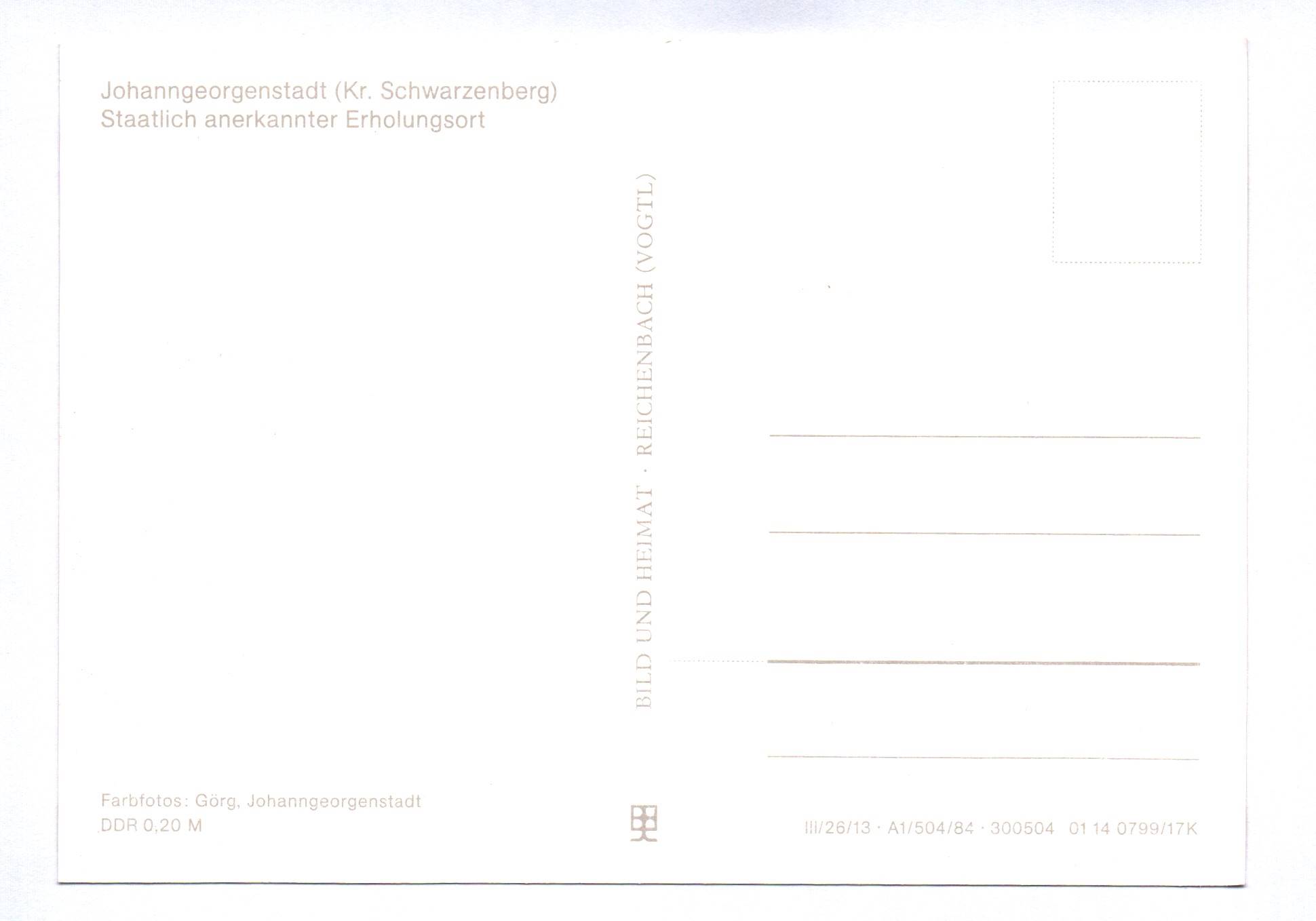 Ak Schnitzerheim Johanngeorgenstadt 1984 Kreis Schwarzenberg Ak Schnitzerheim Johanngeorgenstadt 1984 Kreis Schwarzenberg