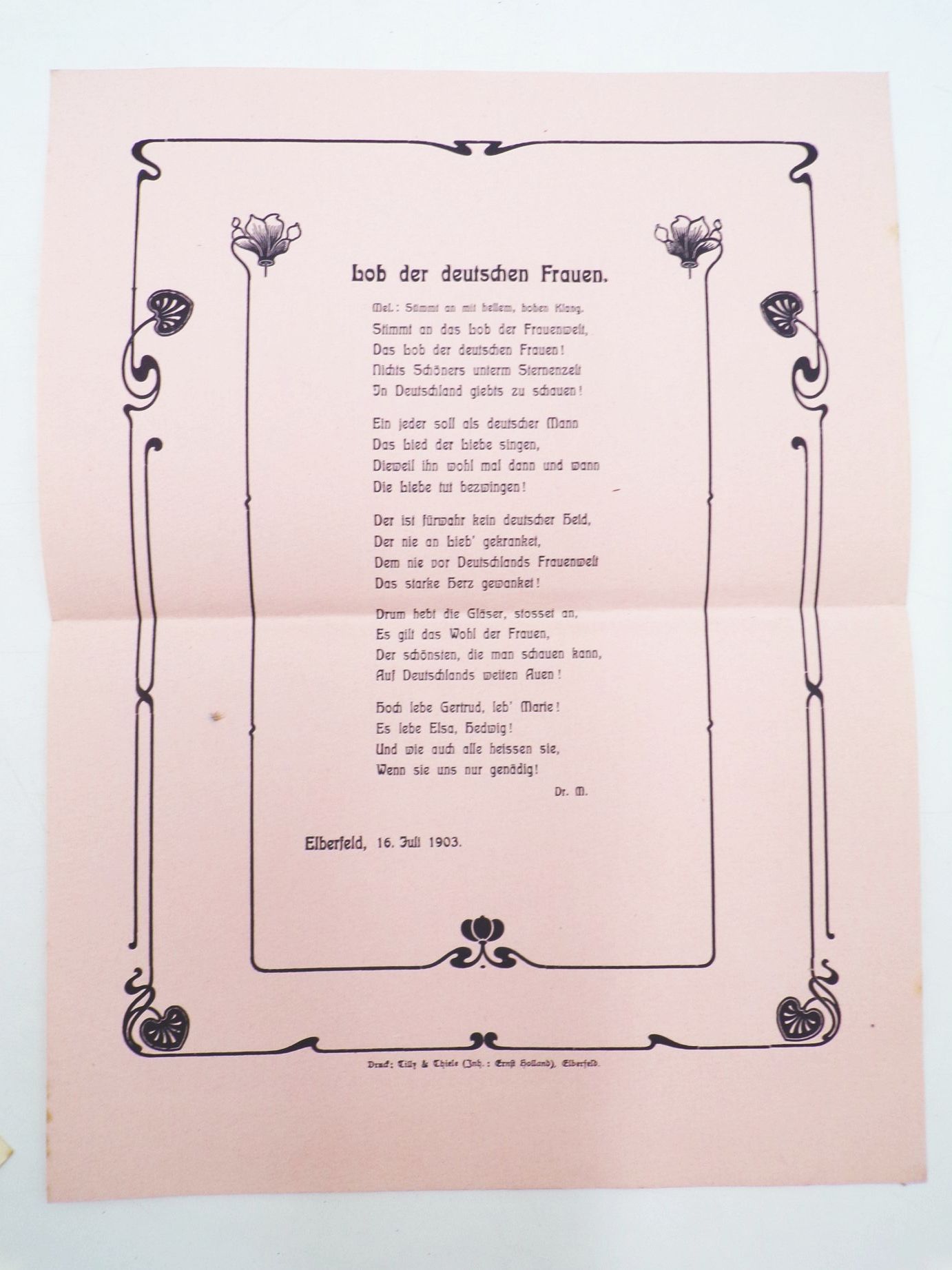 Hochzeit Elberfeld Zeitung Programme Speisekarte um 1900 