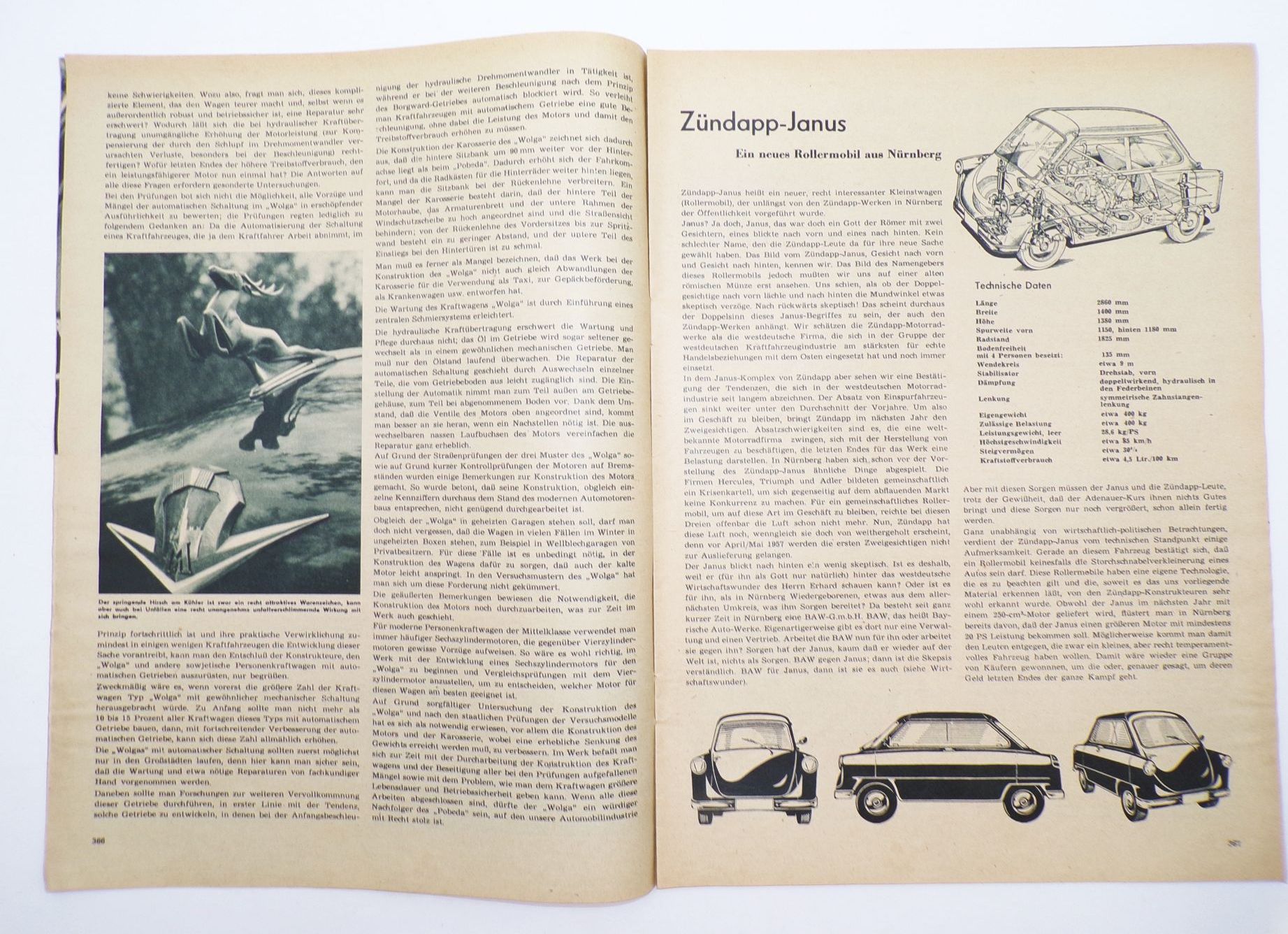 Der deutsche Straßenverkehr Heft 11 November 1956 Wolga Zündapp Janus