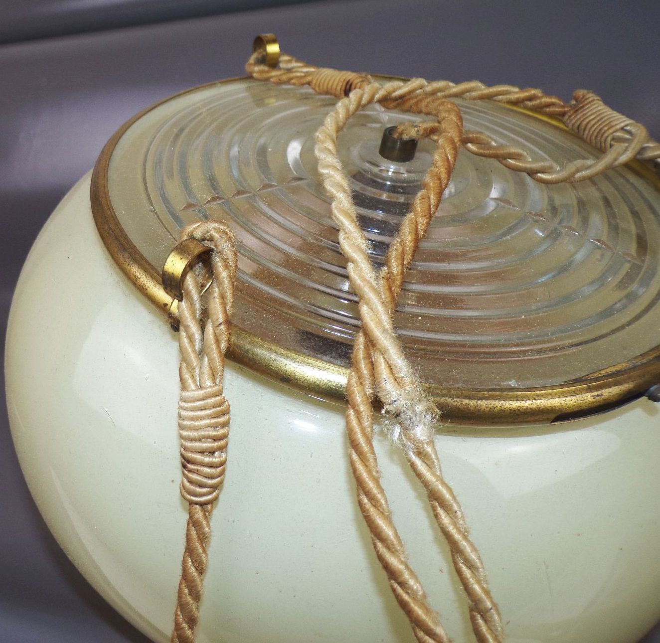 Alte Art Deco Pendelleuchte Deckenlampe E27 Glas Vintage