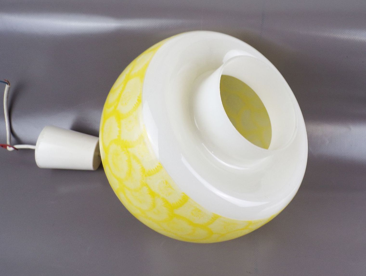 Alte Deckenleuchte Gelb Blumen Rund E27 Deckenlampe Retro Look