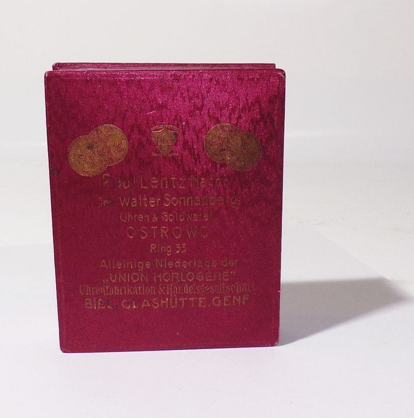 Uhren Etui Lentz Ostrowo Glashütte Pappdose um 1900