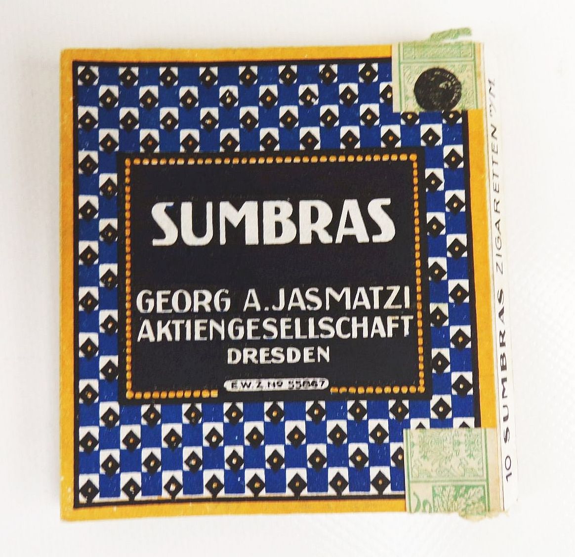 Alte Pappschachtel Sumbras Georg Jasmatzi Dreden um 1910 Zigarettendose