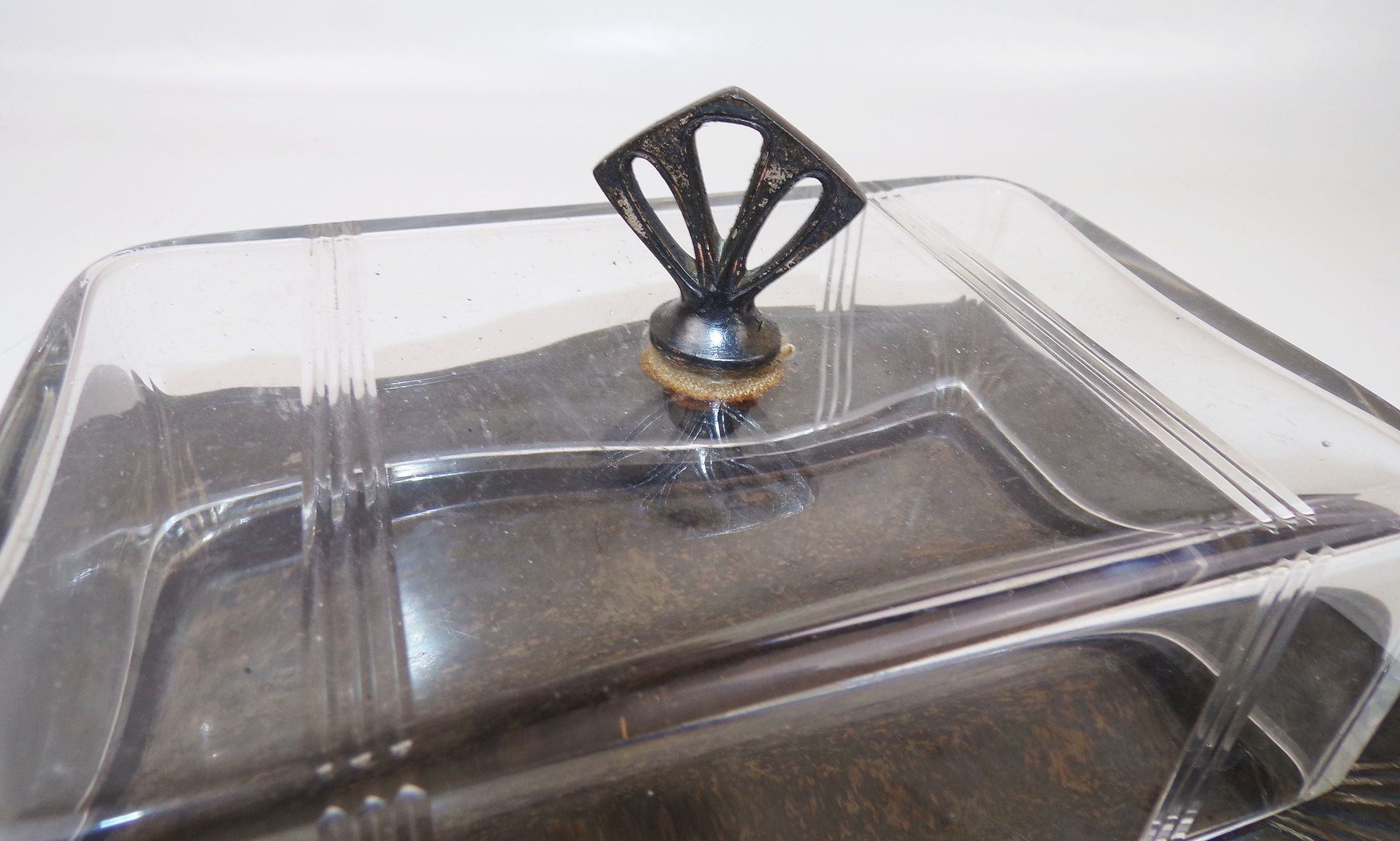 WMF Straußenmarke Butterdose Jugendstil Glasglocke 