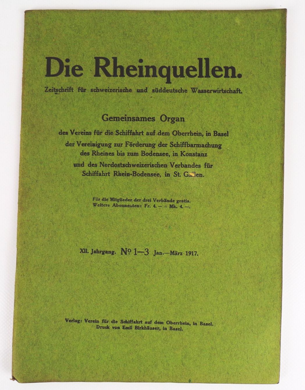 Die Rheinquellen No 1 bis 3 1917 Wasserwirtschaft Schiffahrt Rhein Bodensee