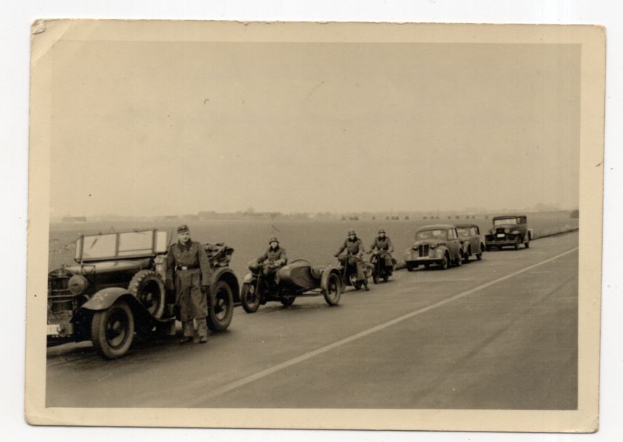 Foto Reichsautobahn Autos Militär Kradfahrer 2 Wk 