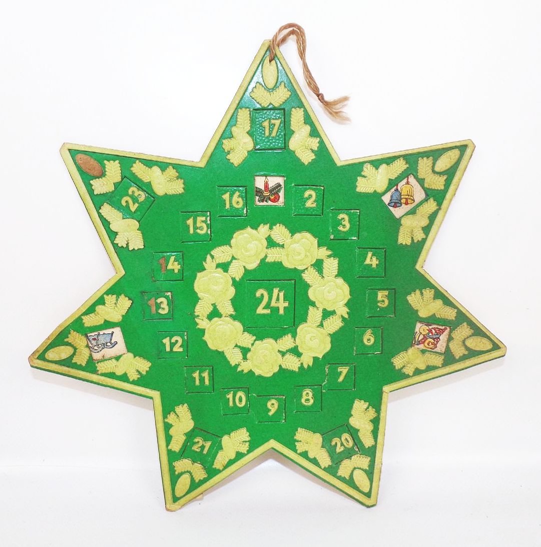 Alter Adventskalender Stern Grün Türchen Bilder Weihnachten 
