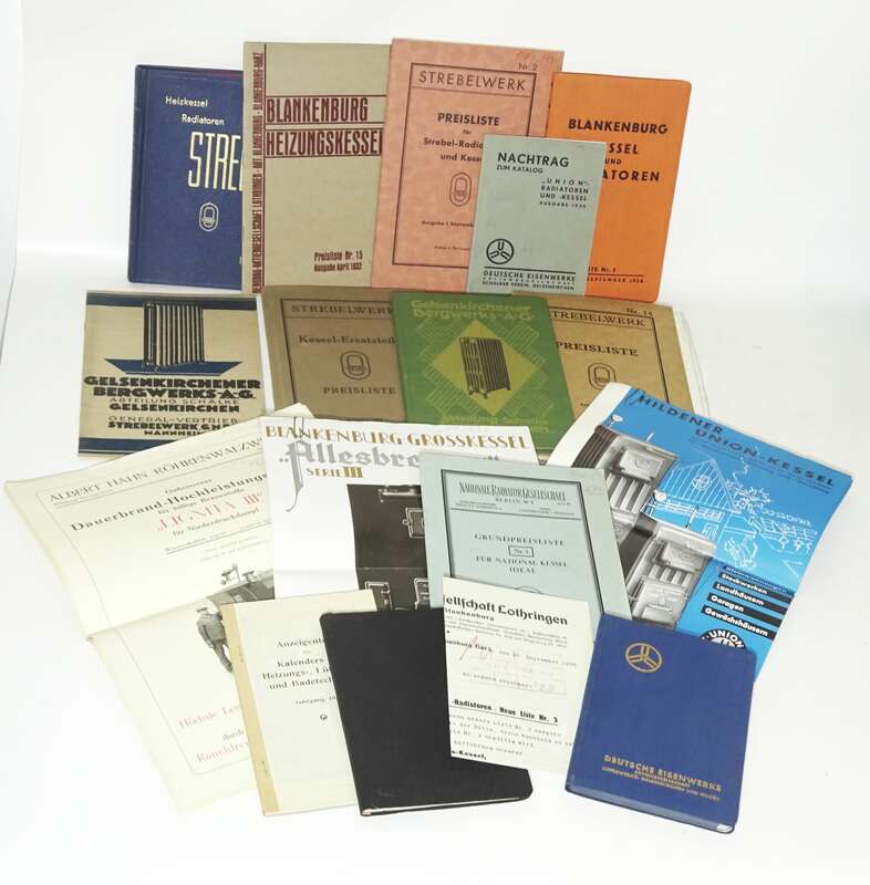Konvolut Kataloge Prospekte Radiatoren Heizkessel 1930er Jahre toller Zustand 