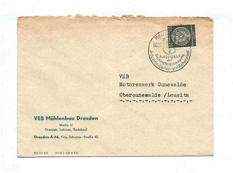 Brief 1959 DDR VEB Mühlenbau Werke Dresden 13805