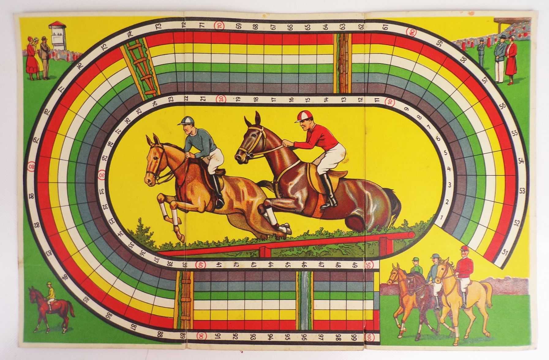 Wettrennen Brettspiel Würfelspiel Pferderennen Zinnfiguren 1930 er Wettrennen Brettspiel Würfelspiel Pferderennen Zinnfiguren 1930 er