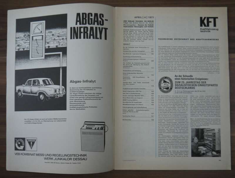 KFT Simson Mofa 1 Instandsetzungshinweise für Wartburg 353 Heft April 1971 DDR