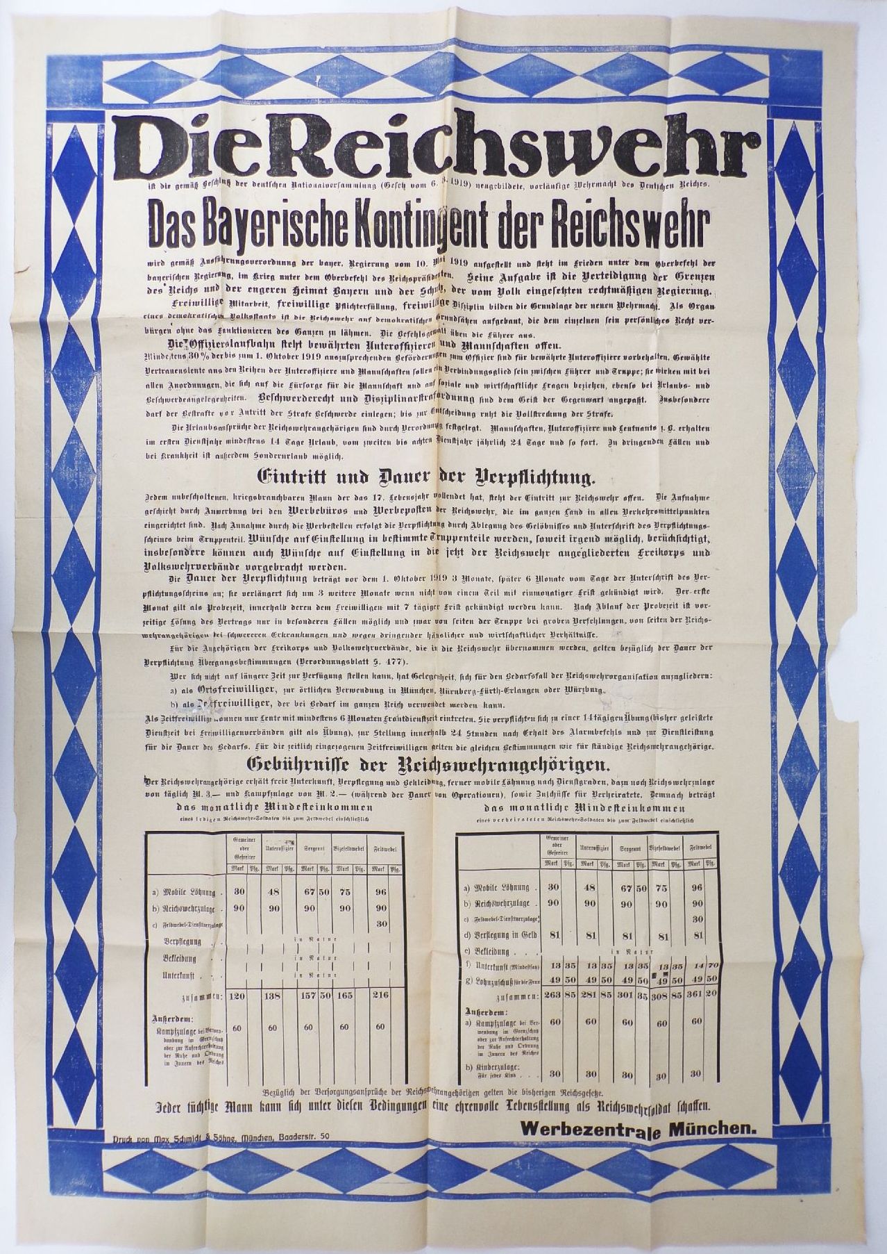 Plakat Reichswehr München 1919 Bayern