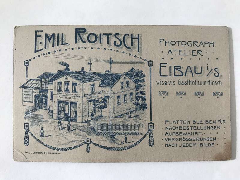 Visitenkarte Emil Roitsch Photograph Atelier i. Sachsen