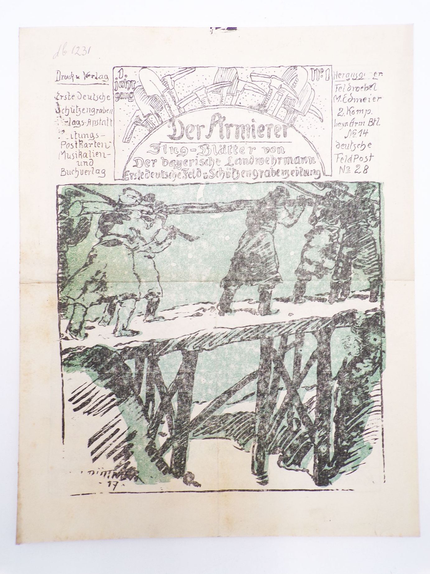 Der Armierer Nr 28 Flugblätter Bayern Landwehrmann Zeitung WW1 