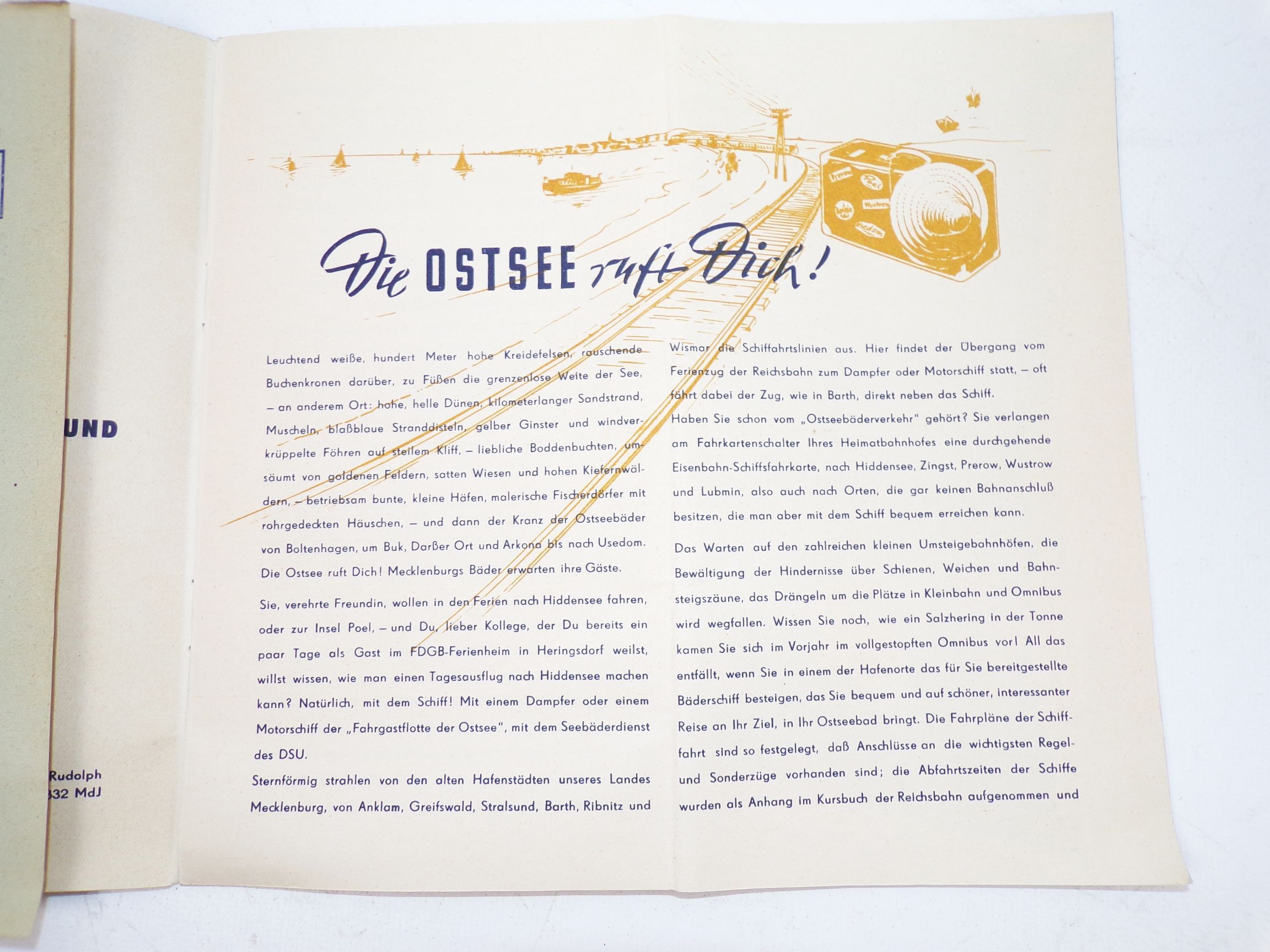Frohe Ostsee Fahrten DSU 1953 mit Deutsche Reichsbahn Fahrplan 