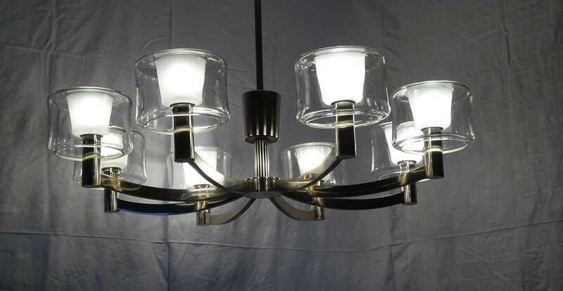 Art Deco Deckenlampe 8flamig Chrom Glas Lampe Leuchte Bauhaus Vintage