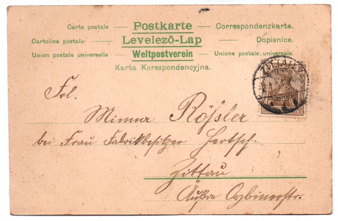 Jugendstil Ak Briefträger gold Prosit Neujahr 1903