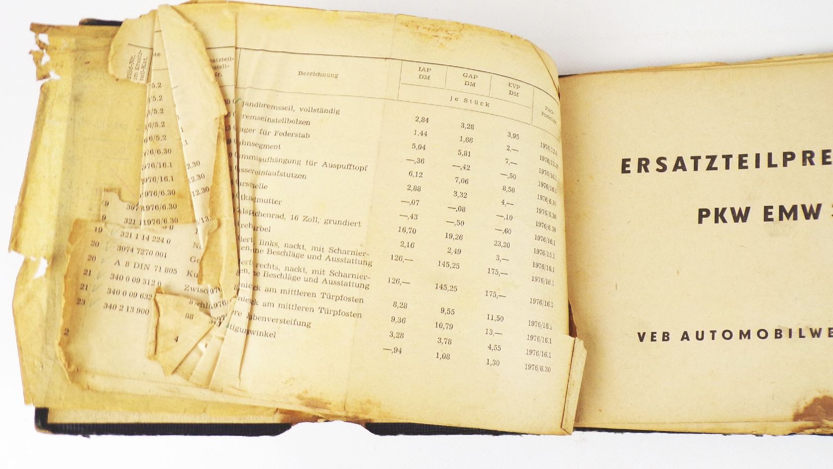 Alte Ersatzteil Preisliste PKW EMW 340 VEB Automobilwerk Eisenach Alte Ersatzteil Preisliste PKW EMW 340 VEB Automobilwerk Eisenach