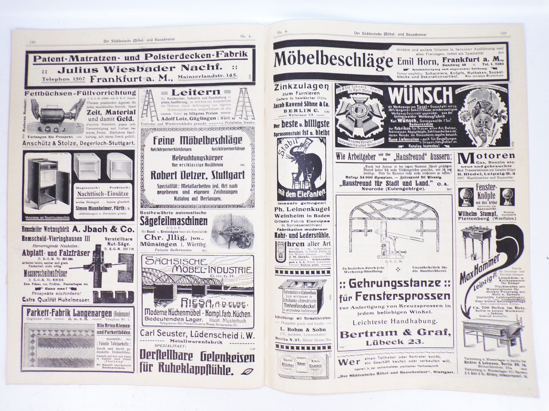 Der Süddeutsche Möbel und Bauschreiner Schreiner Tischler 1912 1913 Zeitschrift