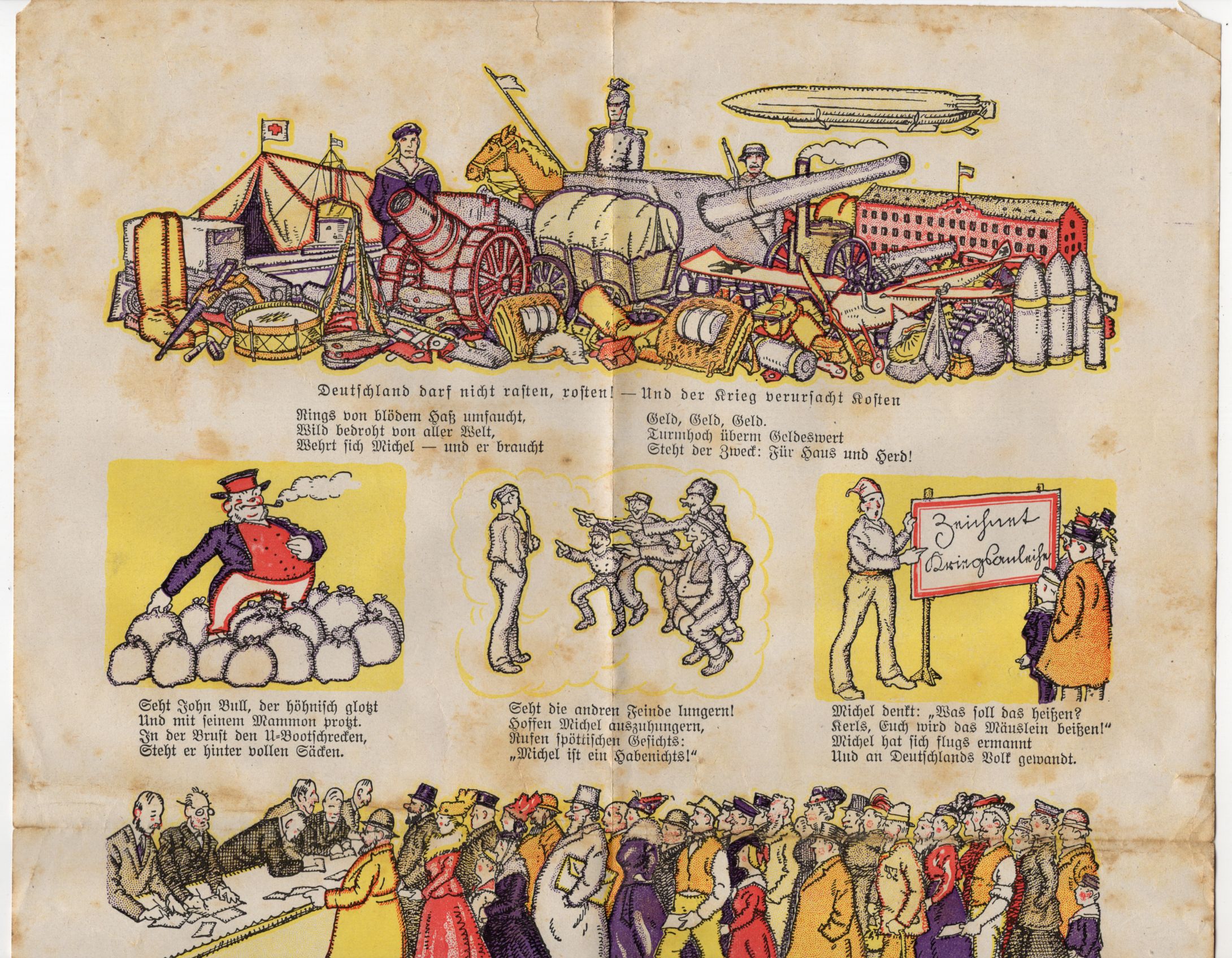 Aushang John Bull Kriegspropaganda Louis Oppenheim 1 Wk WW1