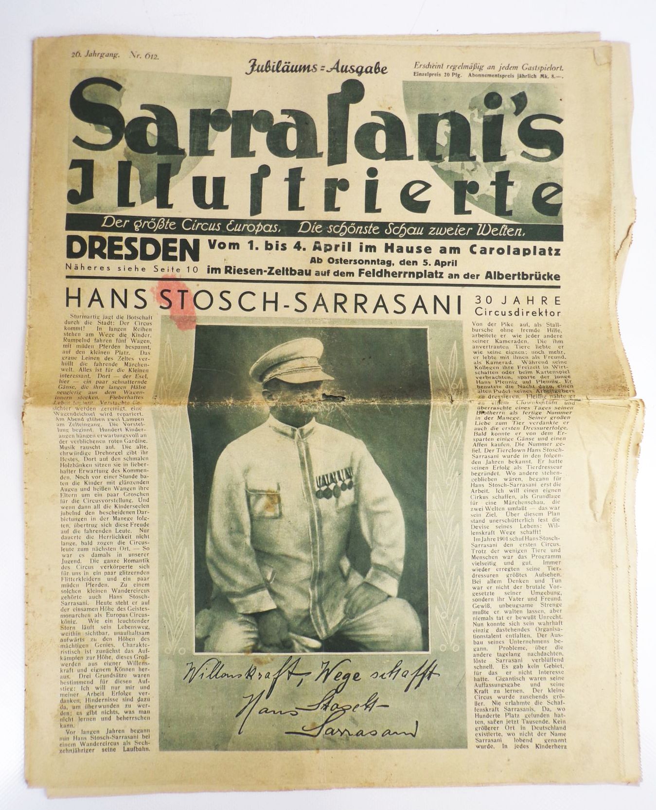Sarrasani s Illustrierte Dresden Circus Zirkus Nr 612 Zeitung