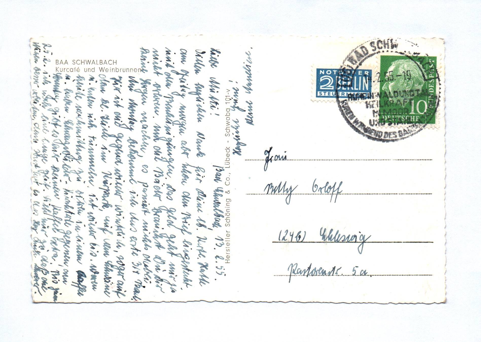 Ak BAA Schwalbach Kurcafe und Weinbrunnen 1955 Ak BAA Schwalbach Kurcafe und Weinbrunnen 1955