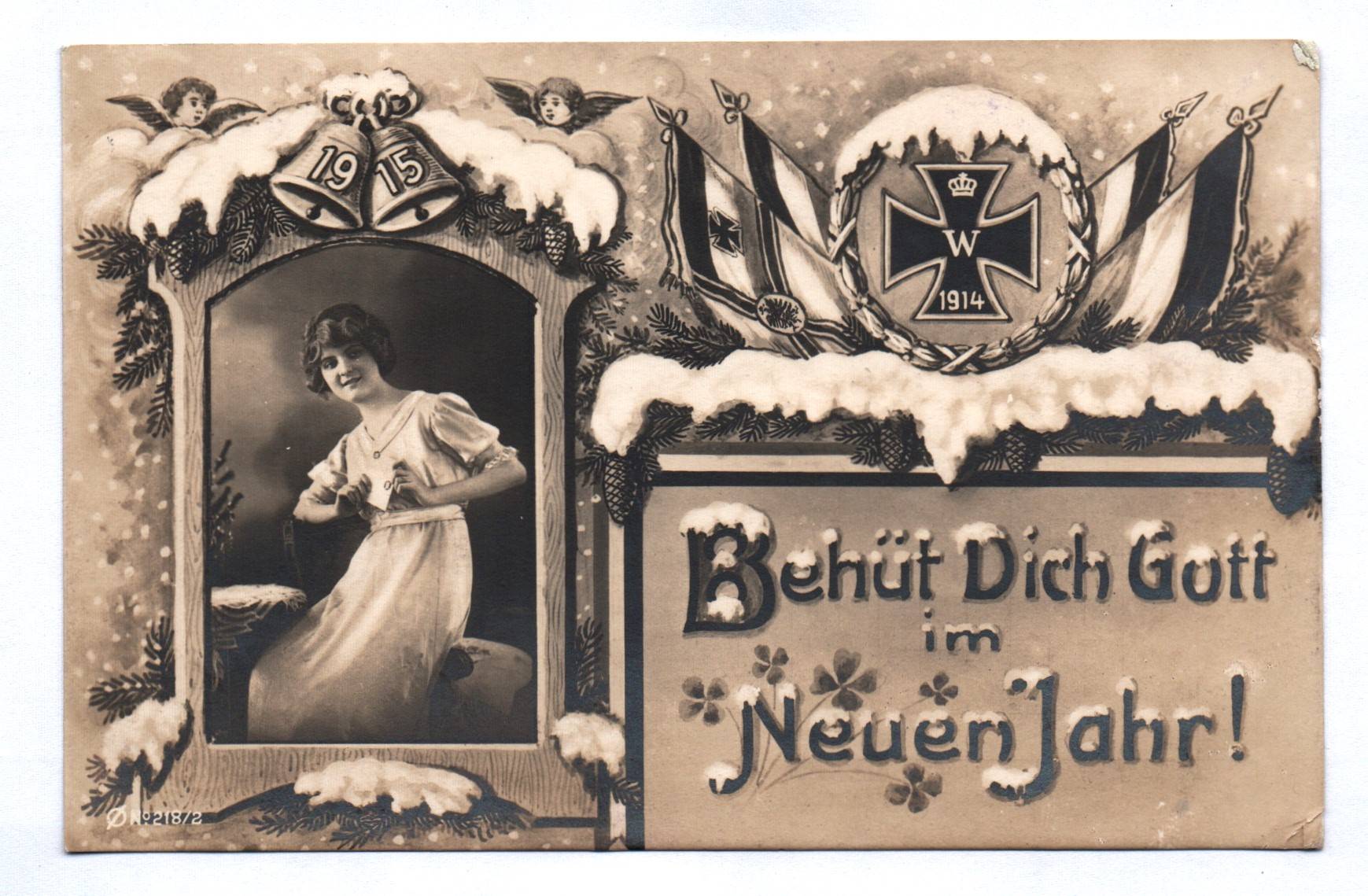 Ak Behüt dich Gott im Neuen Jahr 1914 Feldpostkarte