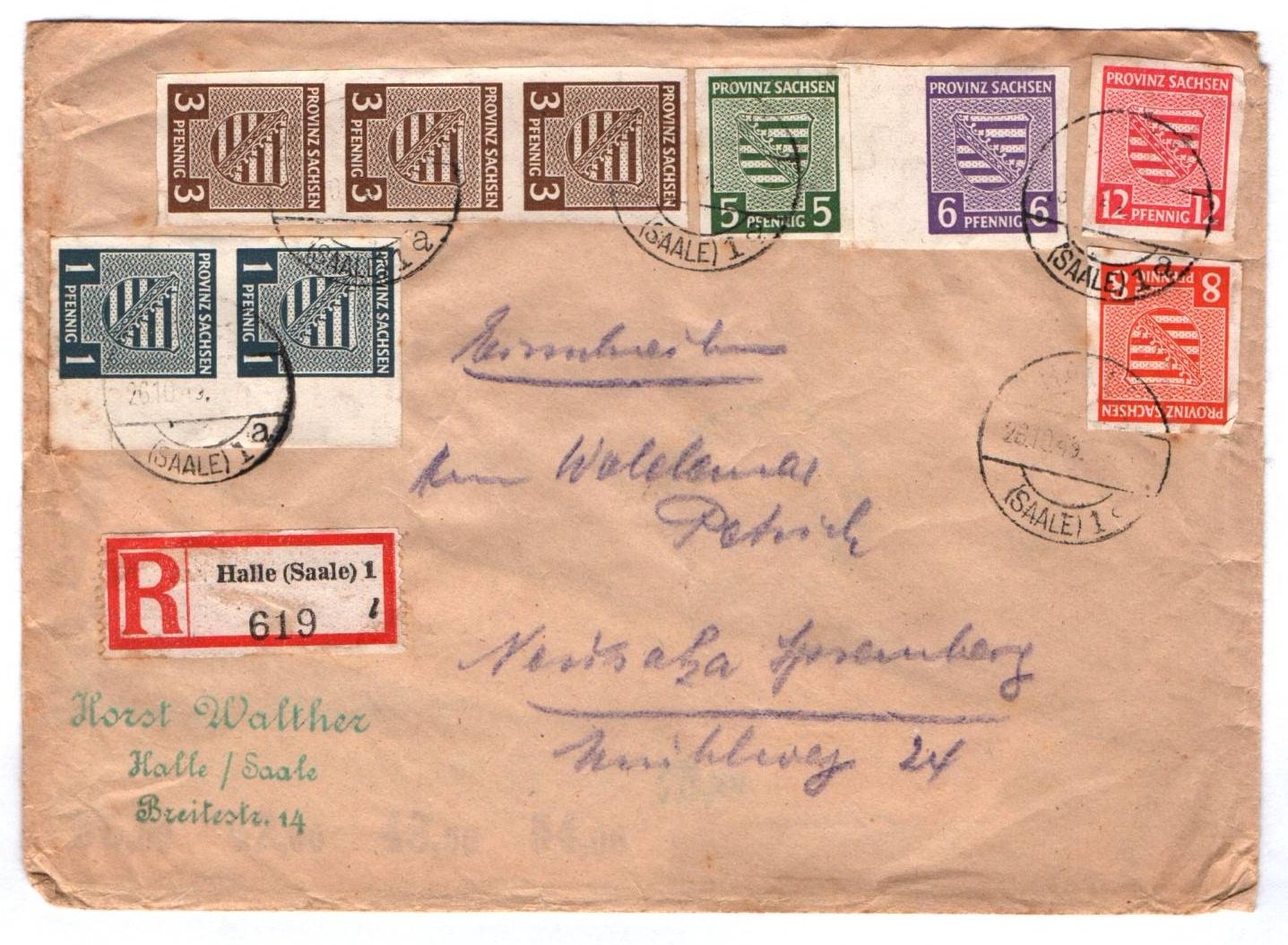 R Brief Halle Saale 1945 Provinz Sachsen 66 bis 71 Satz ungezähnt SBZ