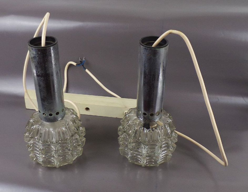 Alte Pendelleuchte 2er Preßglas E27 DDR Hängelampe 