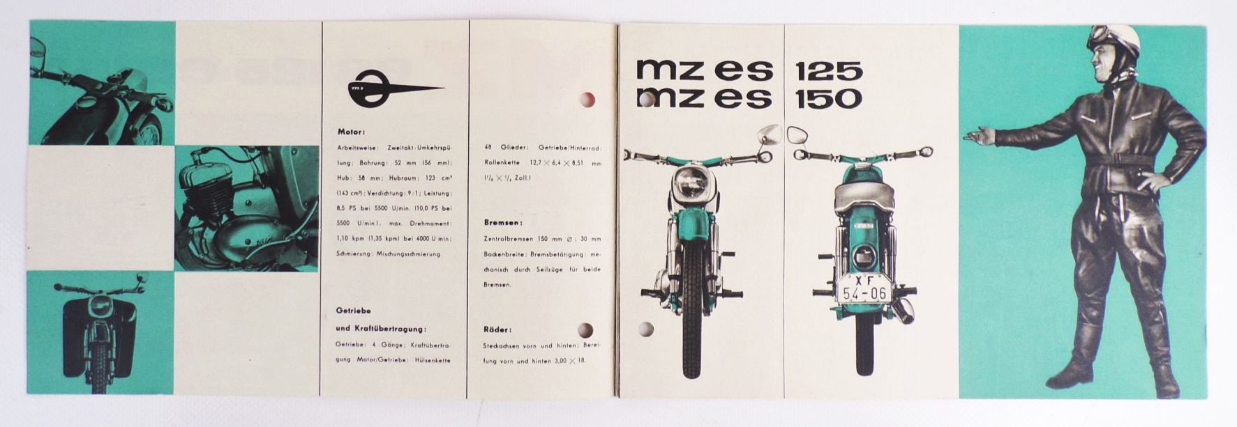 Altes Reklame Prospekt MZ Motorrad ES125 ES150 DDR Altes Reklame Prospekt MZ Motorrad ES125 ES150 DDR