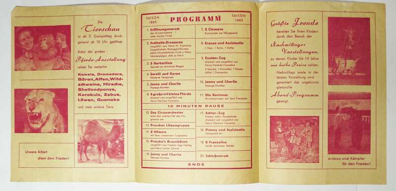 Zirkus Proschno Programm Prospekt 1958 1963 Circus