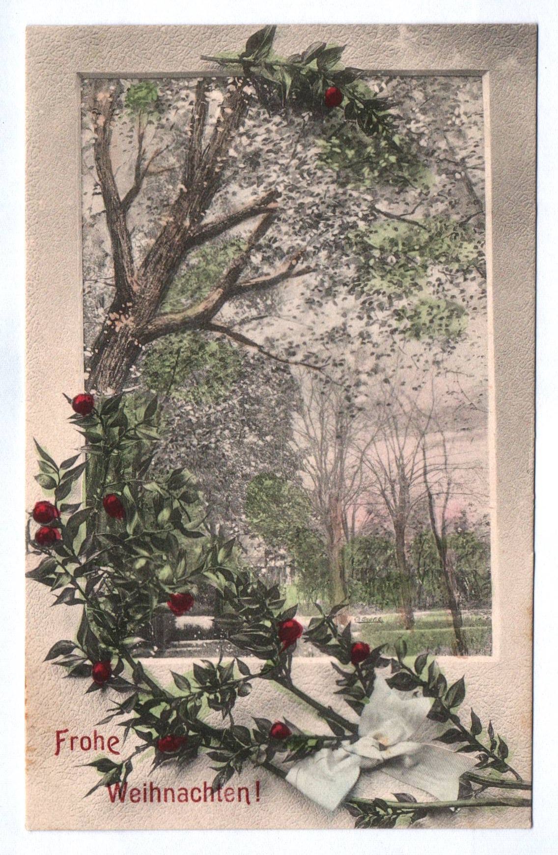 Künstler Ak Frohe Weihnachten Bäume Zweige