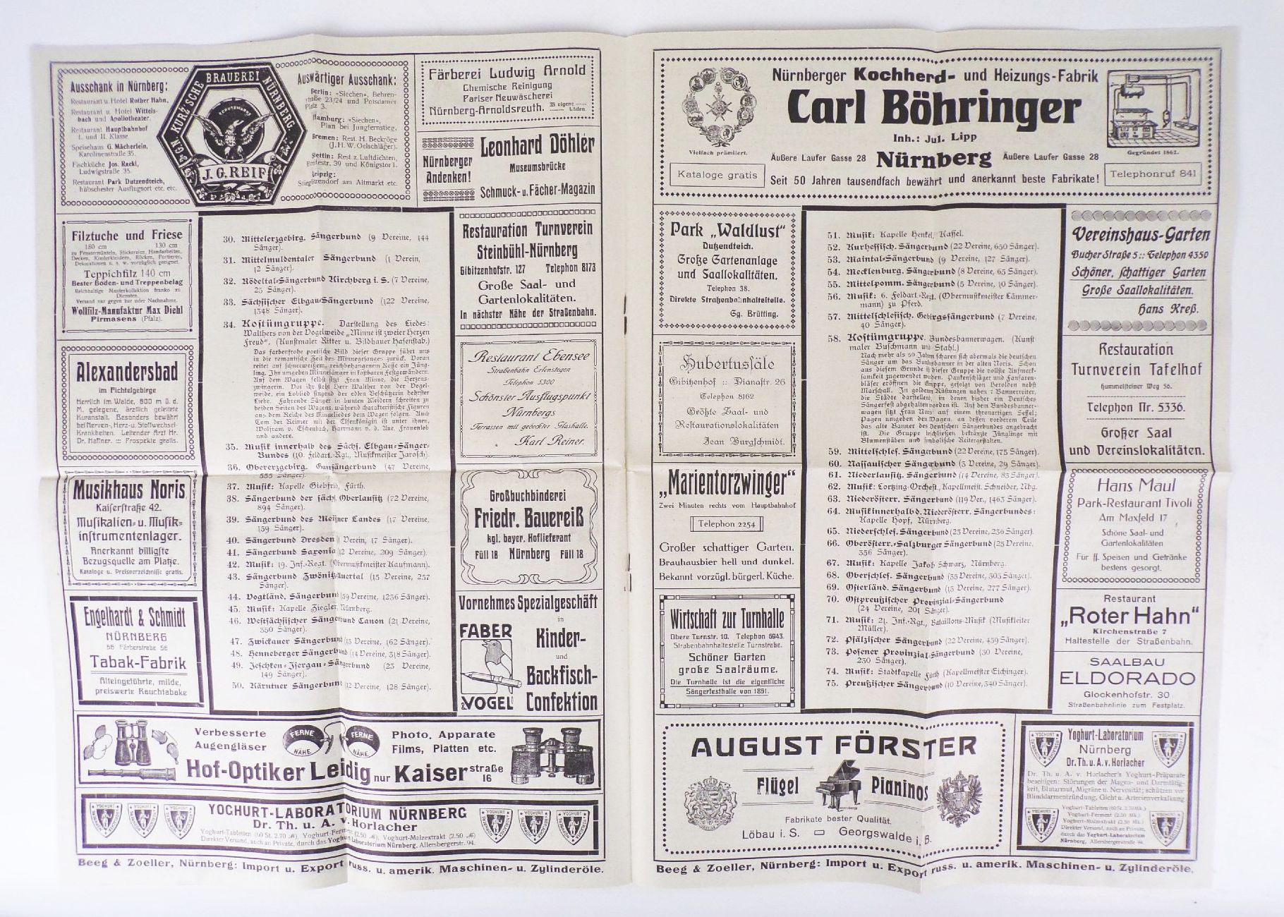 Offizielles Festzugs Programm 8 Sängerbundfest Nürnberg 