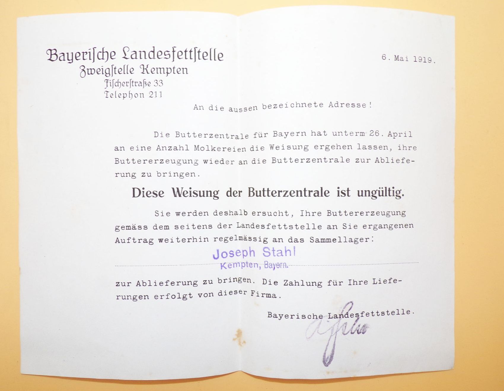 Konvolut Dokumente Milchwirtschaft Käse Versorgung 1 Wk Bayern