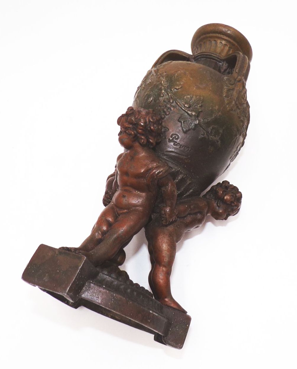 Alte Bronze Amphoren 2 Stück Eugene Provost signiert Putto Engel