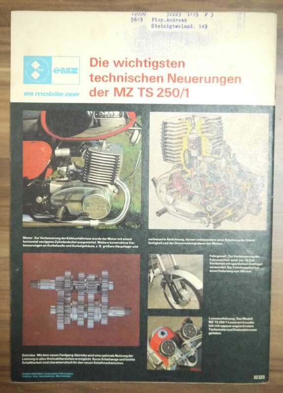 VEB Berlin April 1977 DDR KFT Fahrzeugtechnik TS 250 1 Skoda 105 120