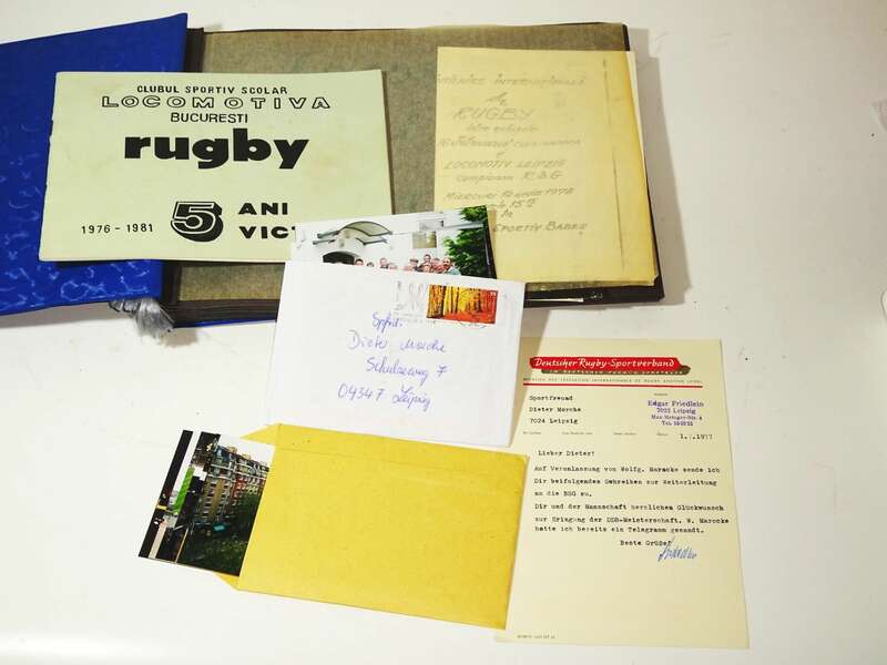 DDR Rugby Fotoalbum Wimpel Weltmeisterschaft Bukarest Sport Nachlass