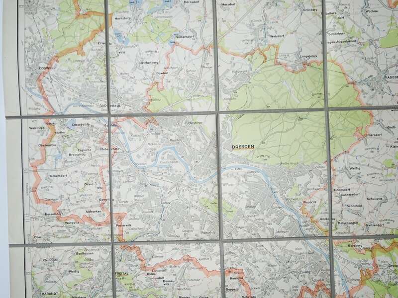 Alte Leinen Landkarte DRESDEN LAND  Vintage L 