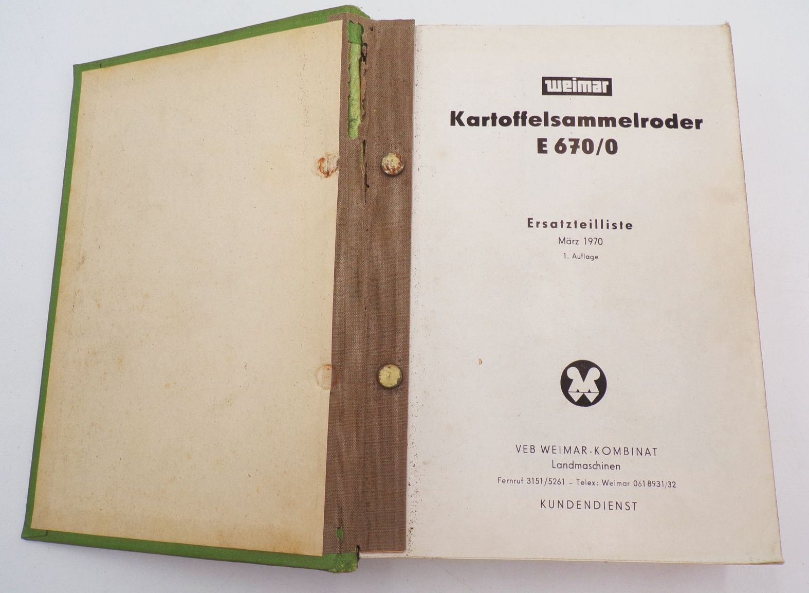 Ersatzteilliste Kartoffelsammelroder E670 0 AMK13 VEB Weimar Landtechnik Ersatzteilliste Kartoffelsammelroder E670 0 AMK13 VEB Weimar Landtechnik