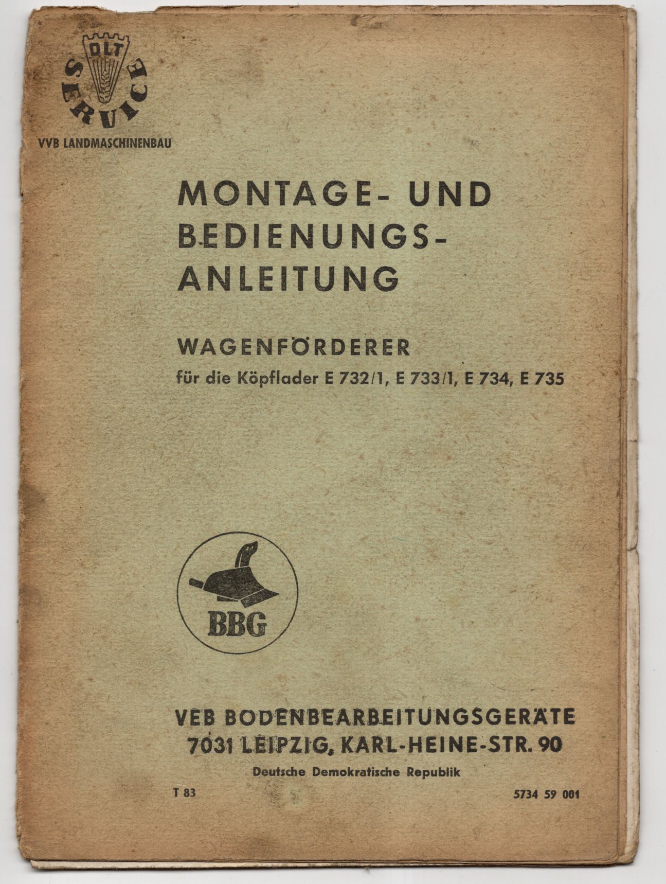 Montage und Bedienungsanleitung Wagenförderer Köpflader E732/1 E733/1 E734 E735