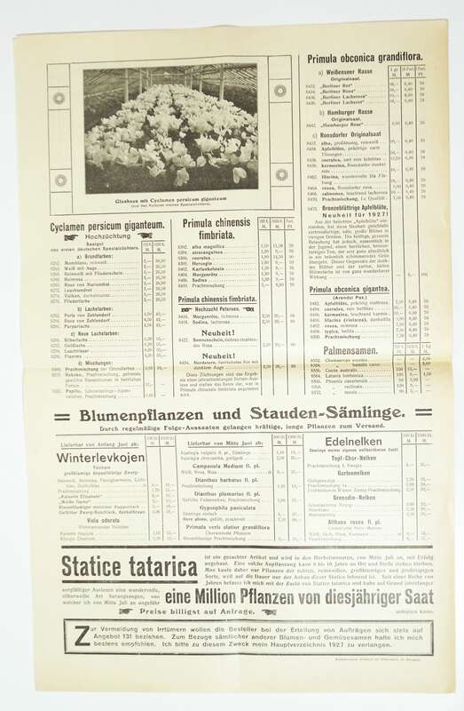 Prospekt Paul Teicher Striegau Schlesien 1927 Samenhandlung Gärtnerei 